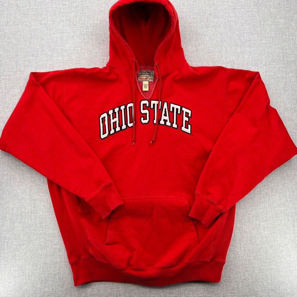 VTG Steve & Barry's Ohio State Buckeyes Reverse Weave Hoodie Men XXL Red Heavy